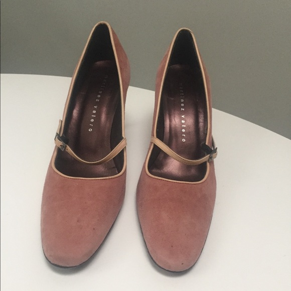 Vintage Kitten Heels in dusty pink suede - Picture 2 of 3